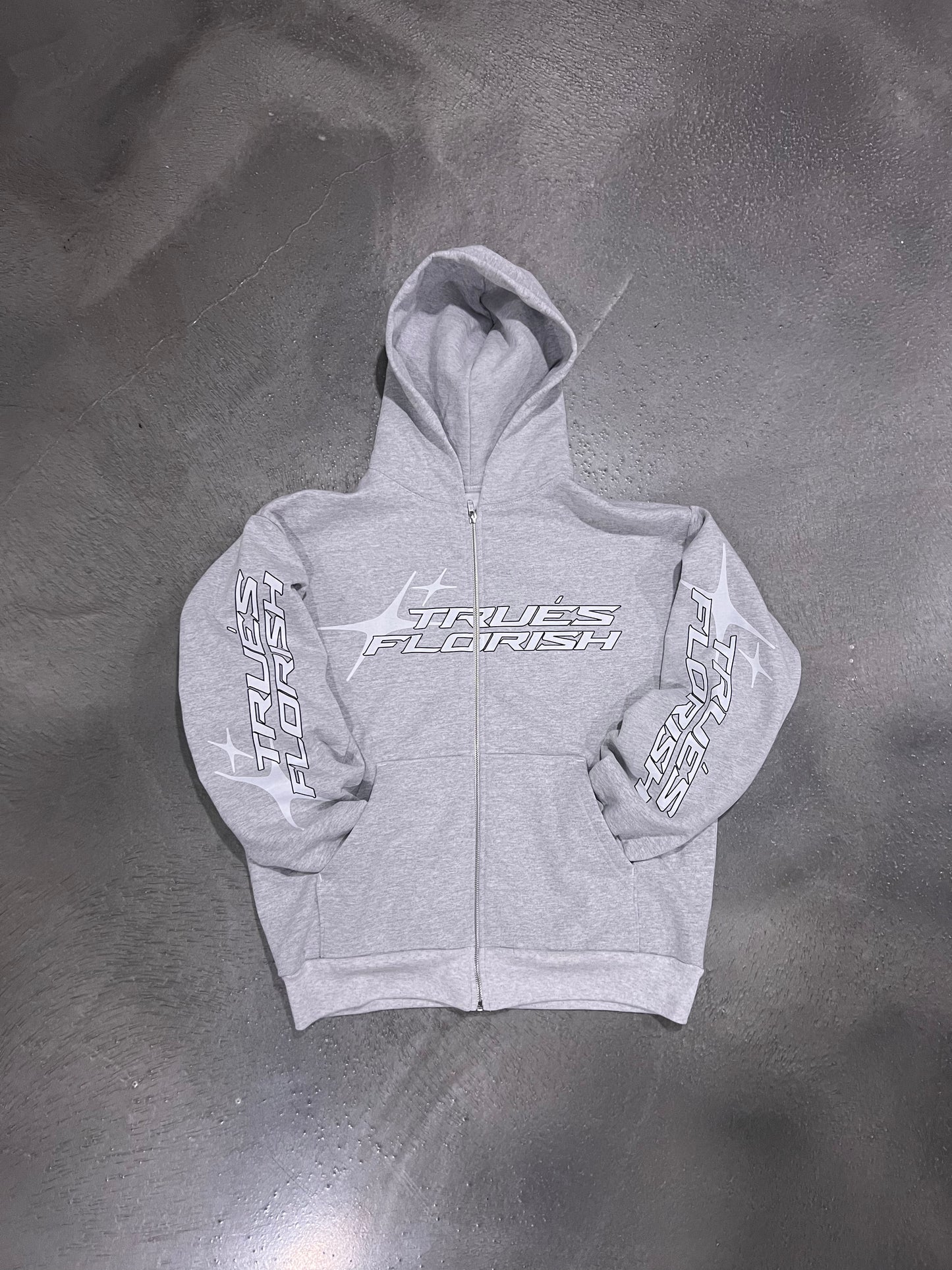 GRAY HEAVY WEIGHT ZIP UP HOODIE
