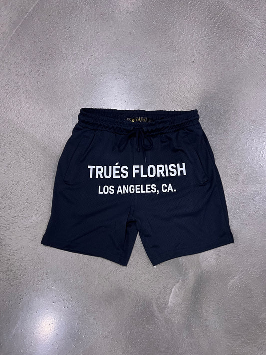 Navy Trués Florish Mesh Shorts